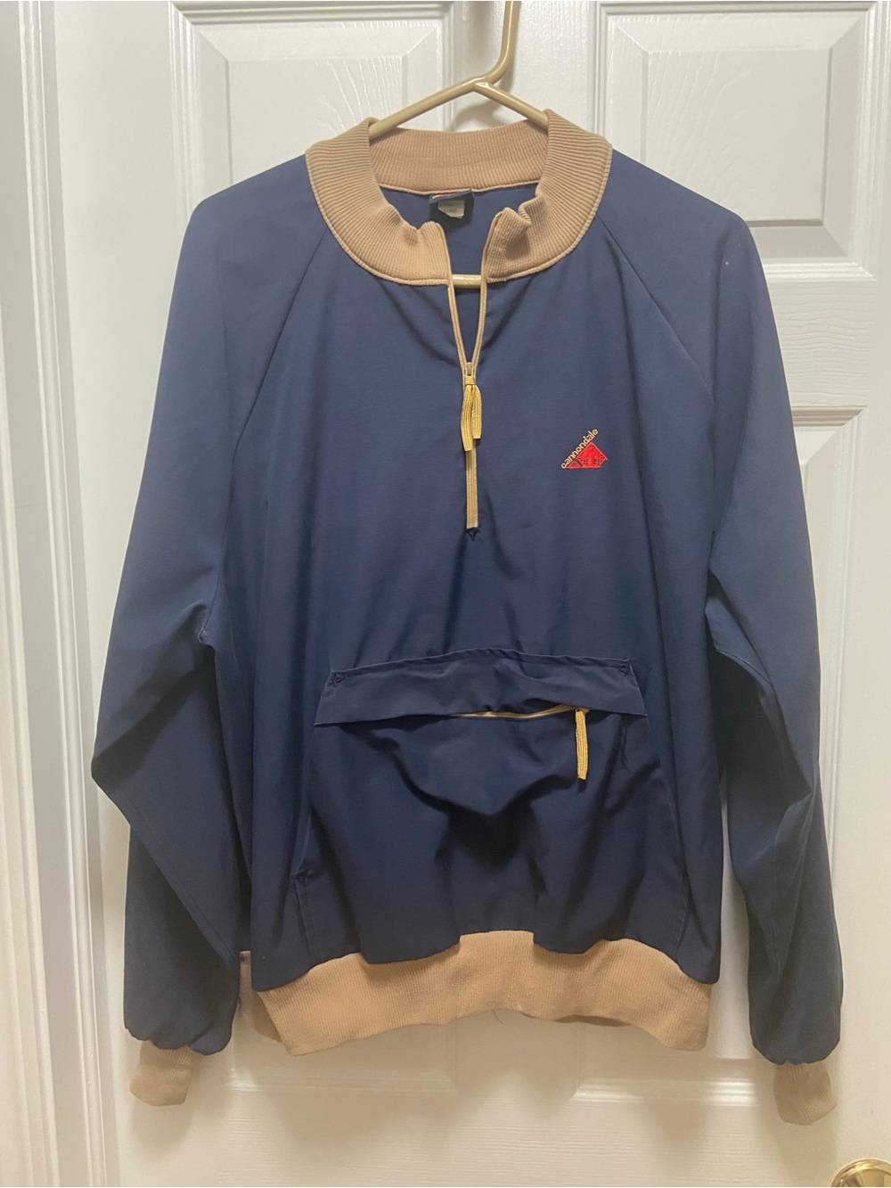VTG Cannonade Mens Pullover Windbreaker Sz XL - Navy With Beige Accent
